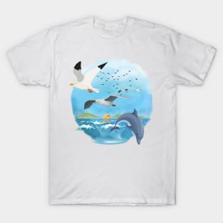 Dolphin and Birds T-Shirt